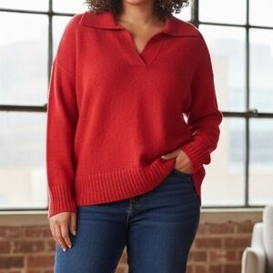 Ava & Viv Red Collared Sweater Great for Winter or Spring